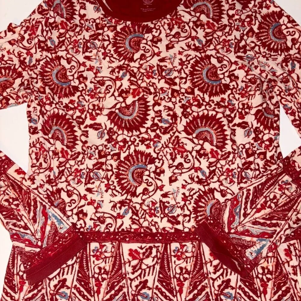 Tory Burch Printed Crew Neck Sweatshirt Pima Cotton Soft Tee Shirt Small